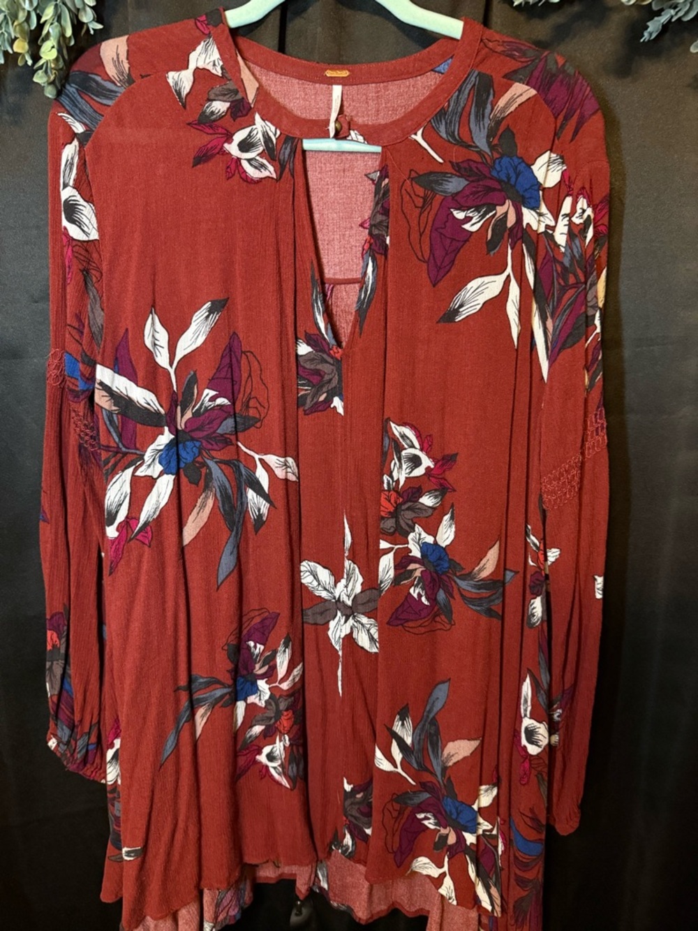 Free People Floral Textured Tunic Top small
